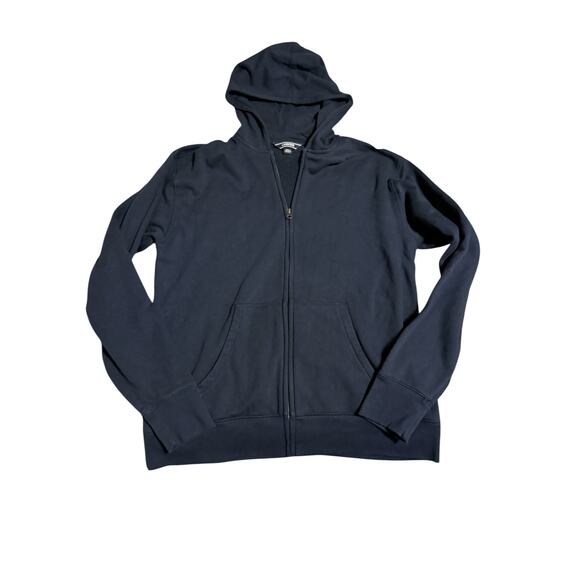 NWOT Lands’ End Navy Blue Full Zip Hoodie Men’s Size Medium Uniform‎ Cozy Soft - Picture 1 of 7